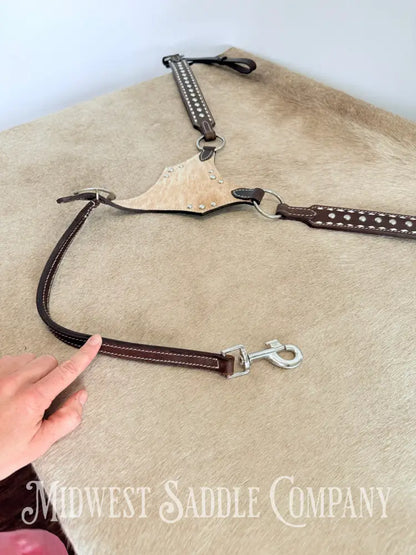 New Buckstitch Dot Western Headstall & Bikini Breast Collar Hair-on-Hide Full Horse Size Tack Set