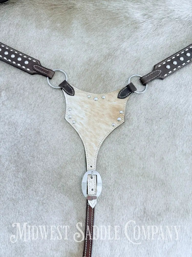 New Buckstitch Dot Western Headstall & Bikini Breast Collar Hair-on-Hide Full Horse Size Tack Set