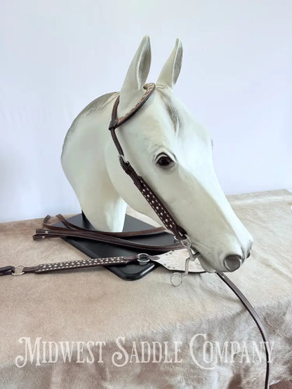New Buckstitch Dot Western Headstall & Bikini Breast Collar Hair-on-Hide Full Horse Size Tack Set