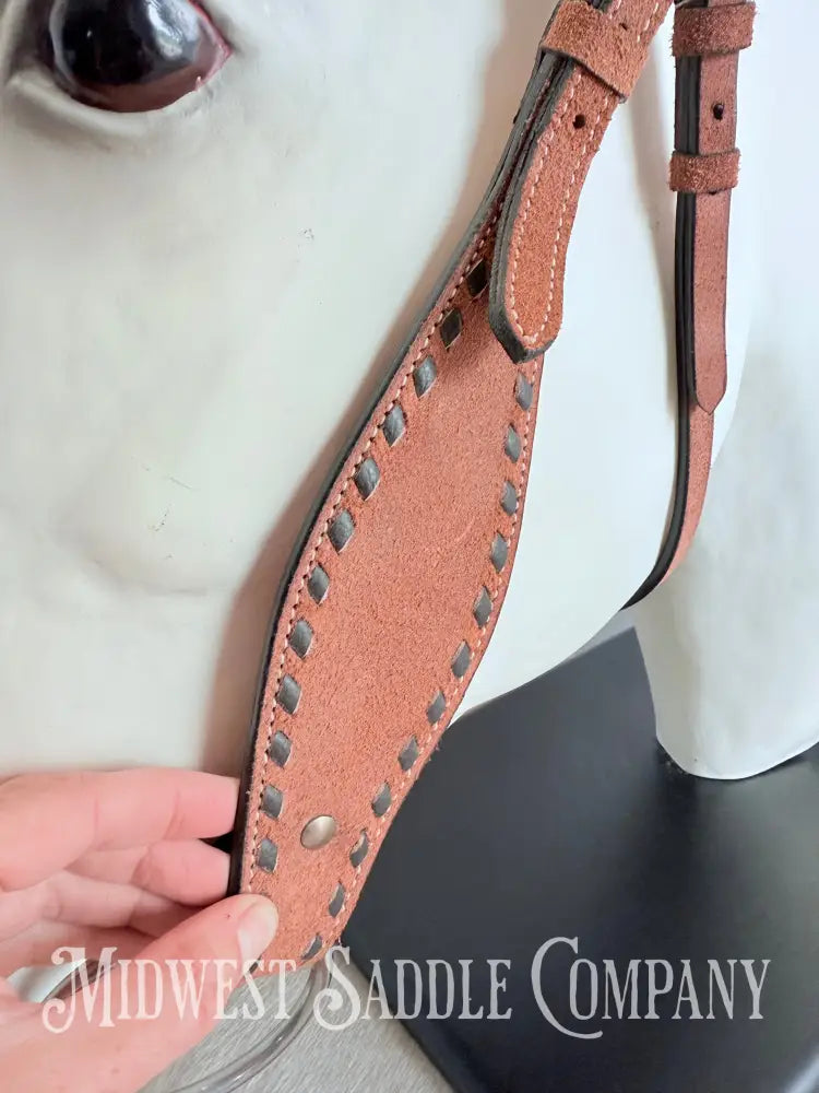 New Chocolate Buckstitch Western Headstall & Breast Collar Tack Set Rough-out Leather Tack Set