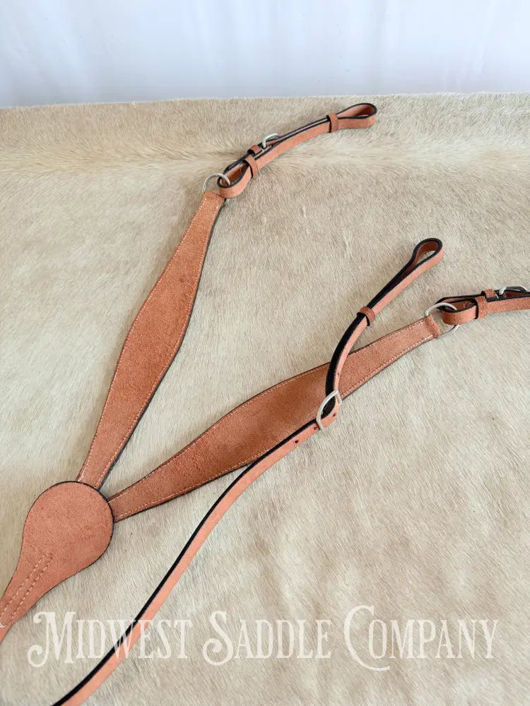 New Chocolate Buckstitch Western Headstall & Breast Collar Tack Set Rough-out Leather Tack Set