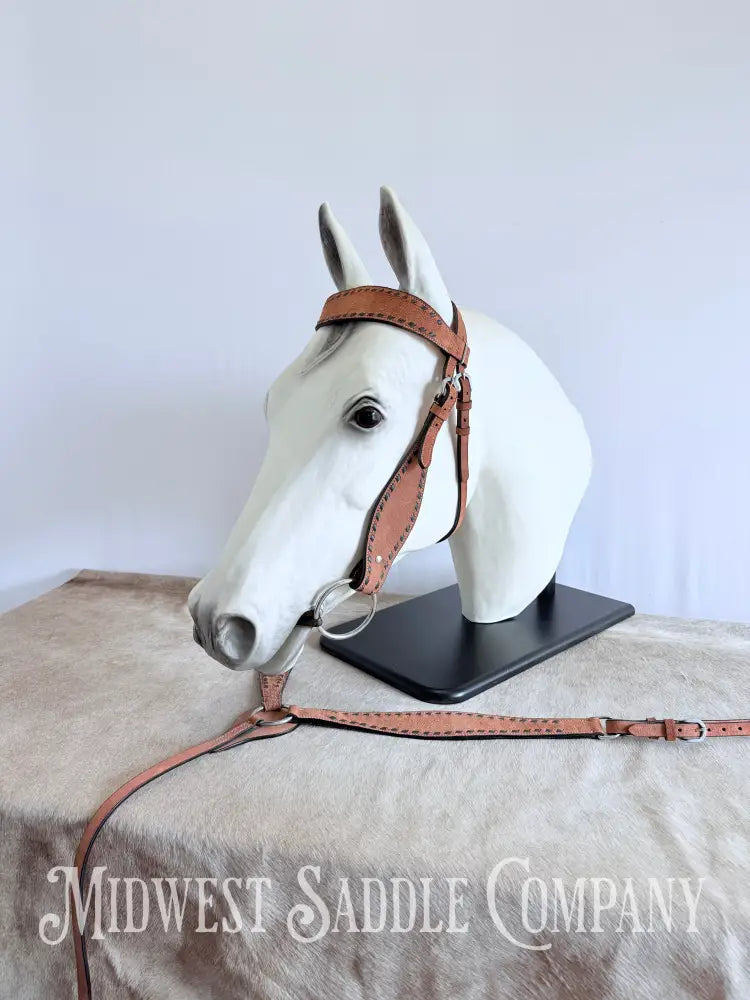 New Chocolate Buckstitch Western Headstall & Breast Collar Tack Set Rough-out Leather Tack Set