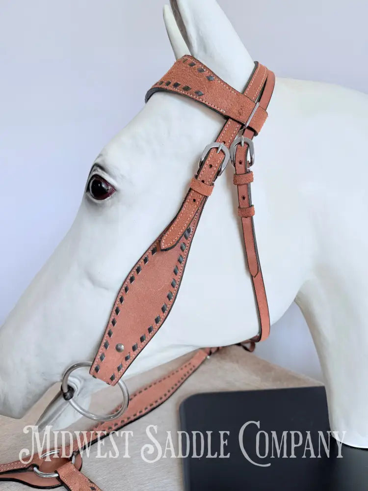 New Chocolate Buckstitch Western Headstall & Breast Collar Tack Set Rough-out Leather Tack Set