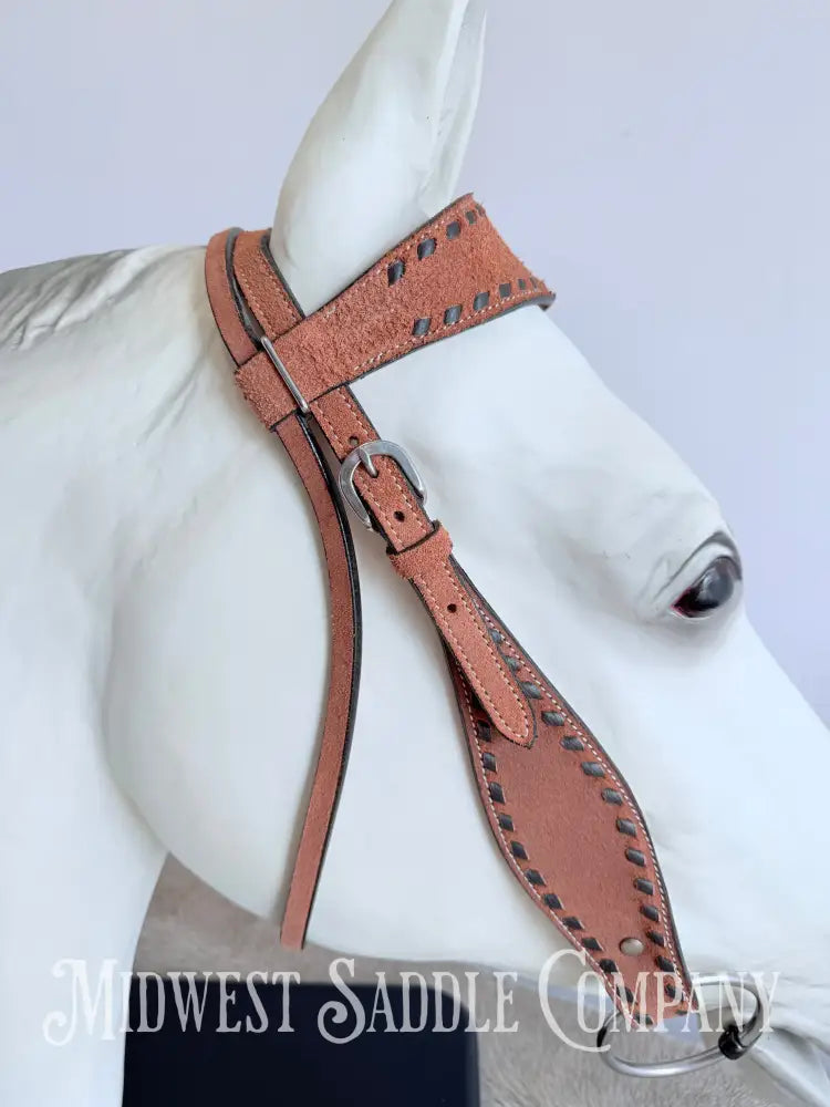 New Chocolate Buckstitch Western Headstall & Breast Collar Tack Set Rough-out Leather Tack Set