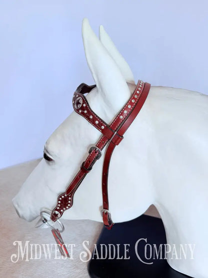 New Circle Y Star Concho & Rhinestone Leather Headstall Full Horse Size Bridles & Headstalls