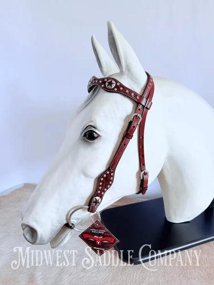 New Circle Y Star Concho & Rhinestone Leather Headstall Full Horse Size Bridles & Headstalls