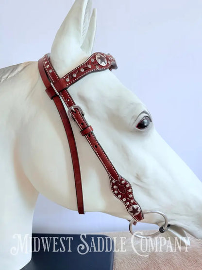 New Circle Y Star Concho & Rhinestone Leather Headstall Full Horse Size Bridles & Headstalls