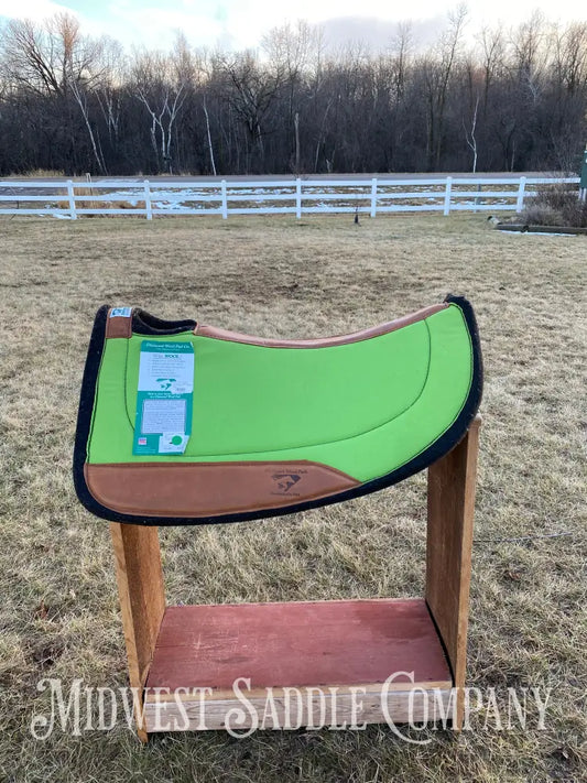 New Diamond Wool Contoured Round Saddle Pad - 30X30 1” Neon Lime Green
