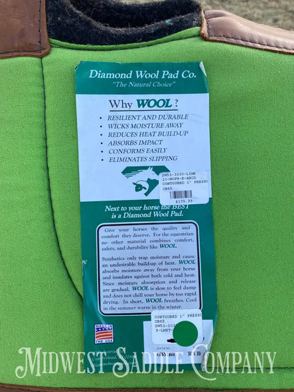 New Diamond Wool Contoured Round Saddle Pad - 30X30 1” Neon Lime Green
