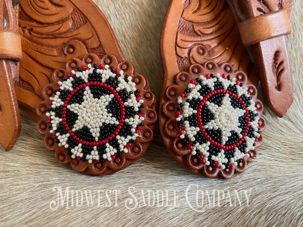New Ozark Leather Beaded Star Show Spur Straps Western Spurs
