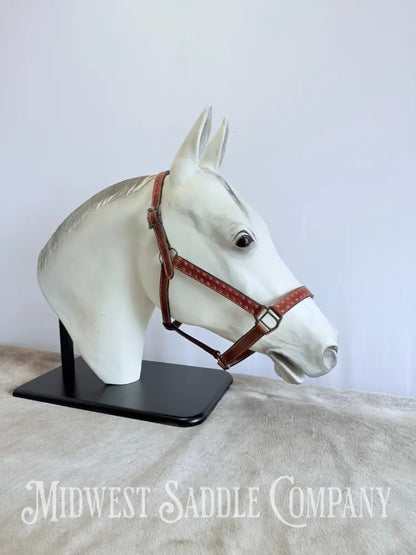 Pink Buckstitch Western Leather Halter - Large Horse Size Halter