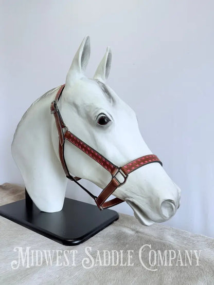 Pink Buckstitch Western Leather Halter - Large Horse Size Halter