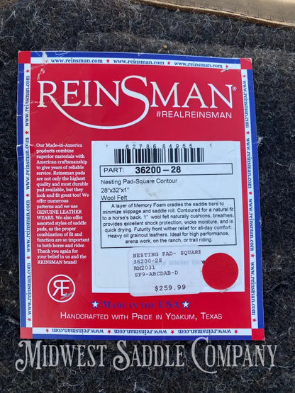 New Reinsman Wool Square Contour Nesting Pad - 28” X 32” 1” Thick Saddle
