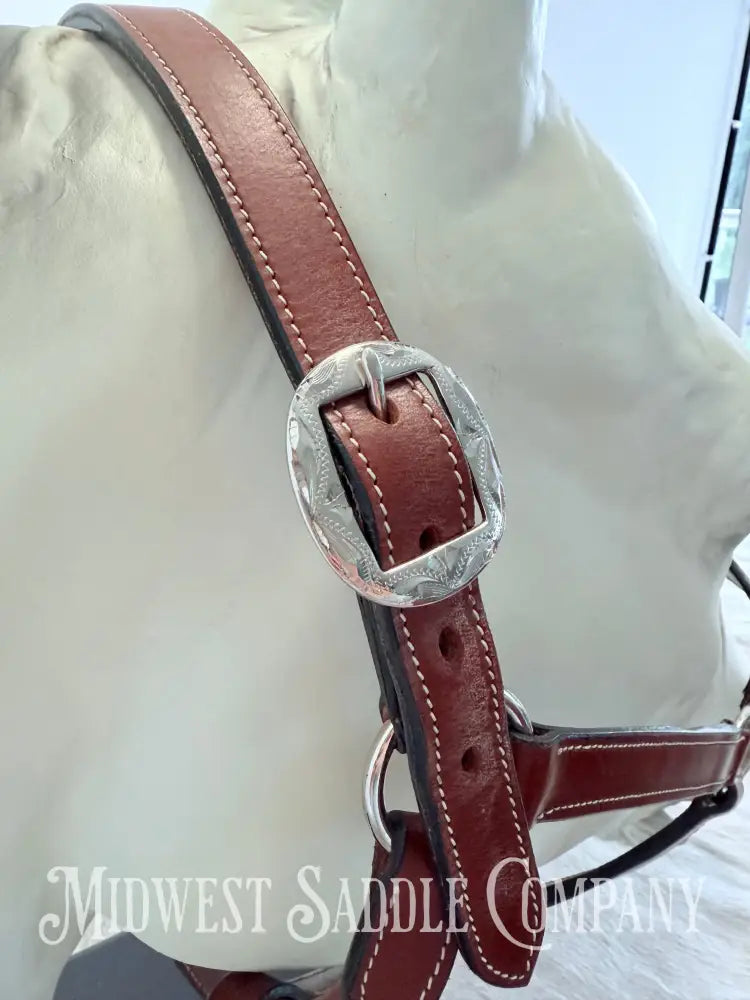 Stitched Leather Western Bronc Halter - Large Horse Size Halter