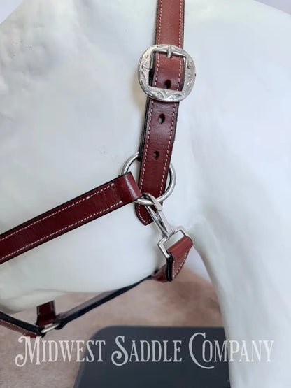 Stitched Leather Western Bronc Halter - Large Horse Size Halter