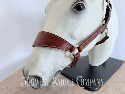 Stitched Leather Western Bronc Halter - Large Horse Size Halter