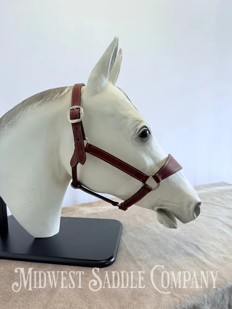 Stitched Leather Western Bronc Halter - Large Horse Size Halter