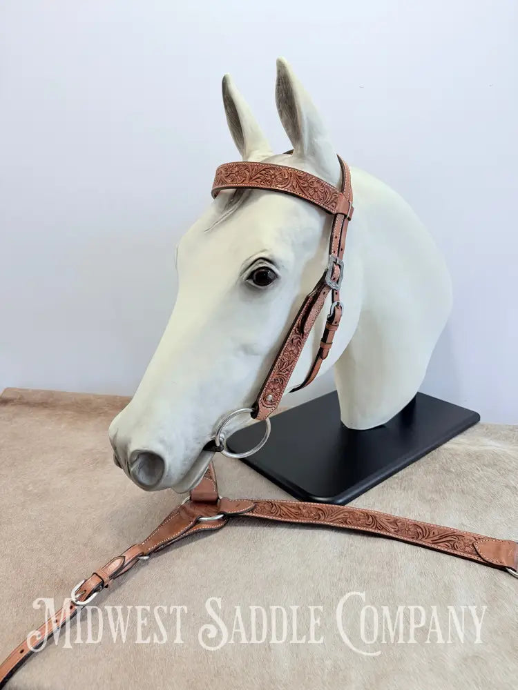 New Western Saddlery Headstall and Breast Collar Set Floral Leather Tooling Tack Set