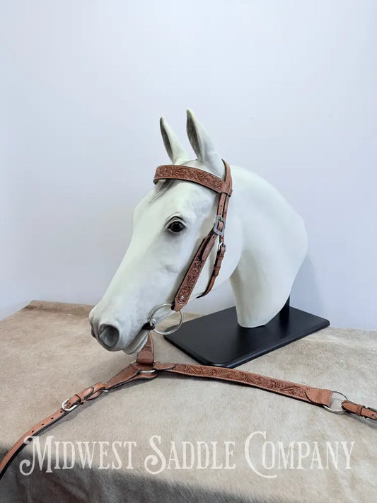 New Western Saddlery Headstall and Breast Collar Set Floral Leather Tooling Tack Set