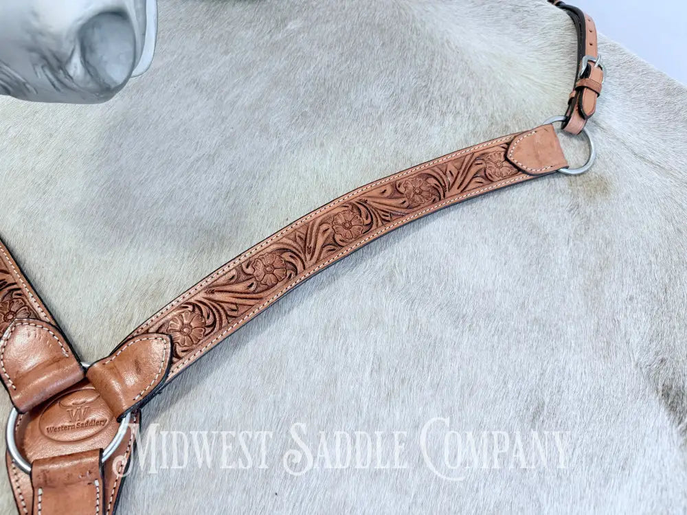 New Western Saddlery Headstall and Breast Collar Set Floral Leather Tooling Tack Set