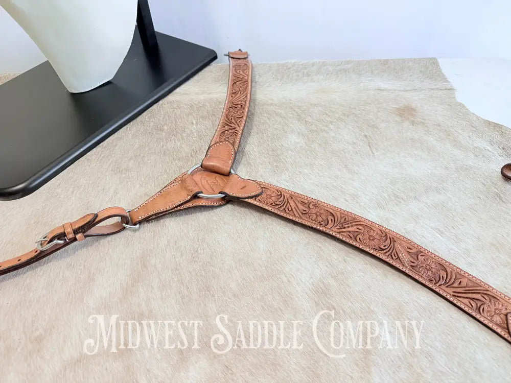 New Western Saddlery Headstall and Breast Collar Set Floral Leather Tooling Tack Set