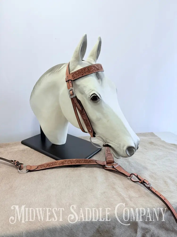 New Western Saddlery Headstall and Breast Collar Set Floral Leather Tooling Tack Set