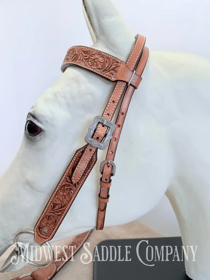 New Western Saddlery Headstall and Breast Collar Set Floral Leather Tooling Tack Set