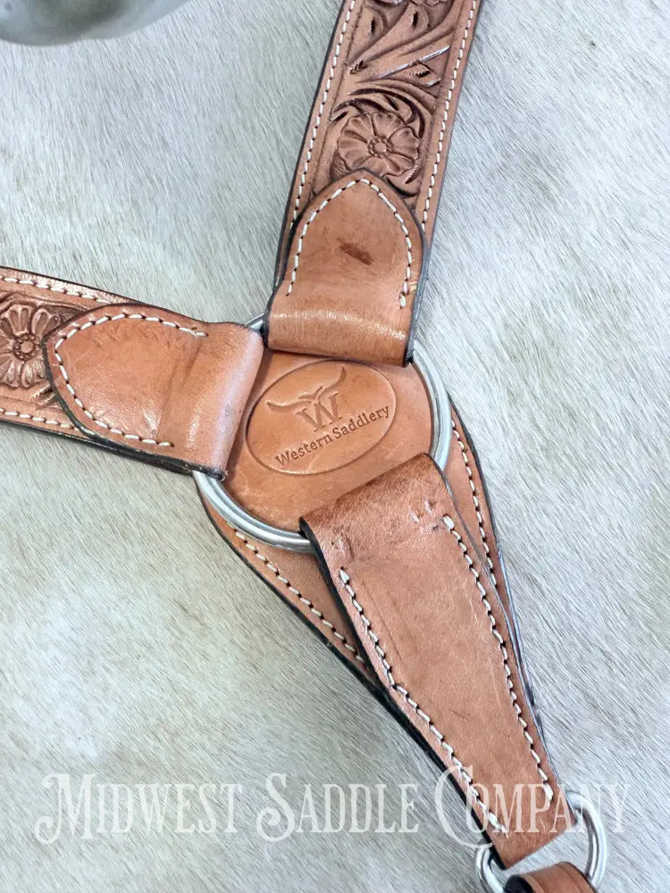 New Western Saddlery Headstall and Breast Collar Set Floral Leather Tooling Tack Set