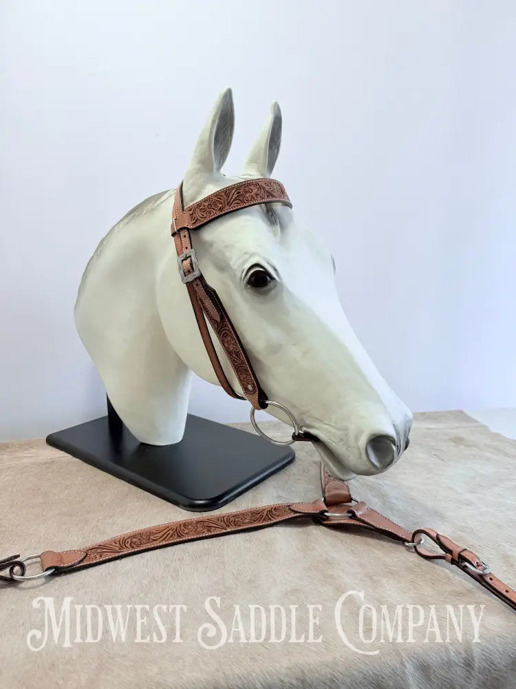 New Western Saddlery Headstall and Breast Collar Set Floral Leather Tooling Tack Set