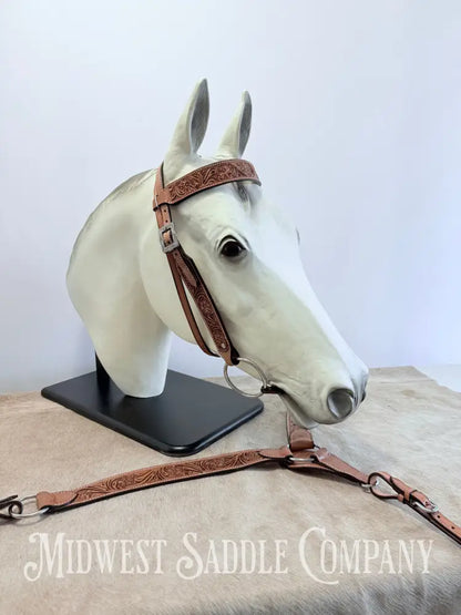 New Western Saddlery Headstall and Breast Collar Set Floral Leather Tooling Tack Set