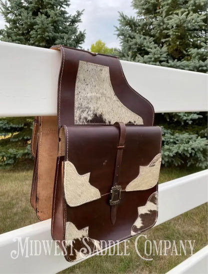 NWT Hair-On Cowhide Leather Western Horse Saddle Bags Saddle Bags