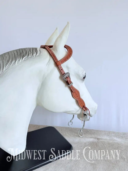 One Ear Stitched Western Headstall Diamond Stamped Full Horse Size Bridles & Headstalls