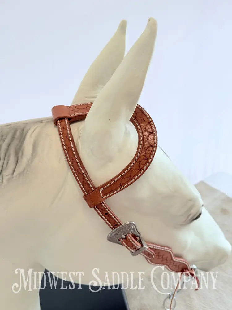 One Ear Stitched Western Headstall Diamond Stamped Full Horse Size Bridles & Headstalls