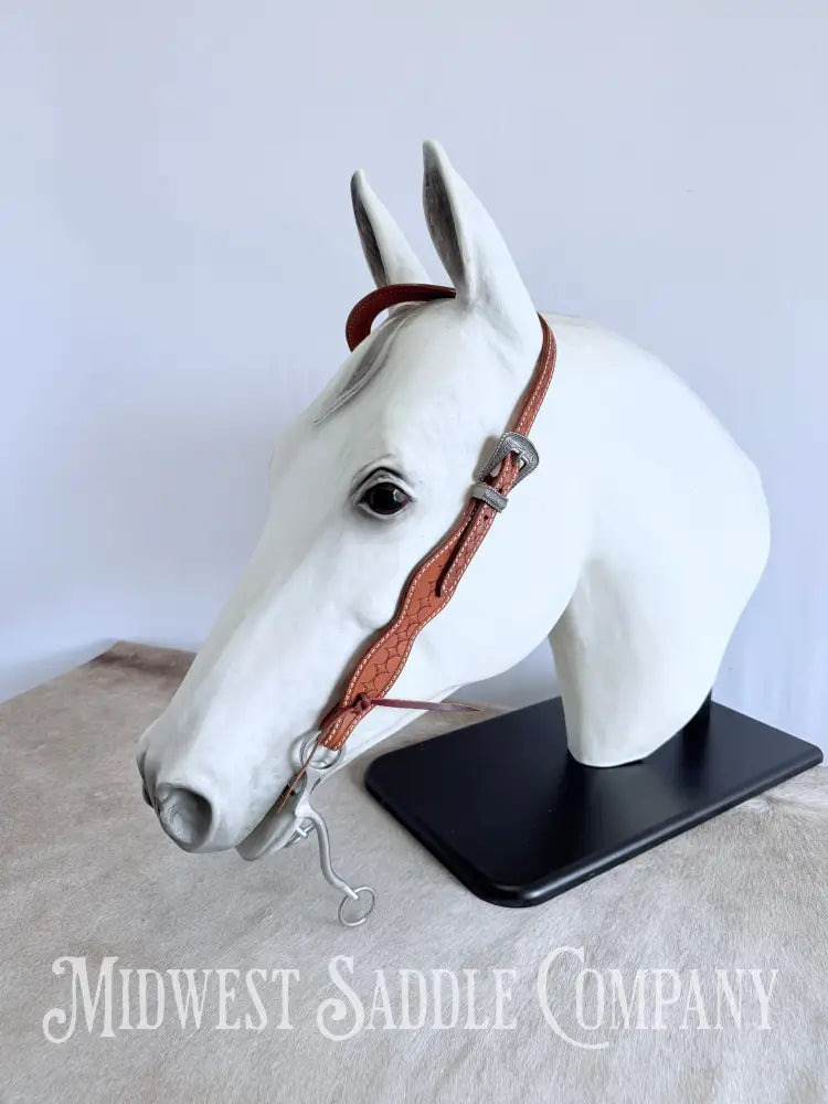 One Ear Stitched Western Headstall Diamond Stamped Full Horse Size Bridles & Headstalls