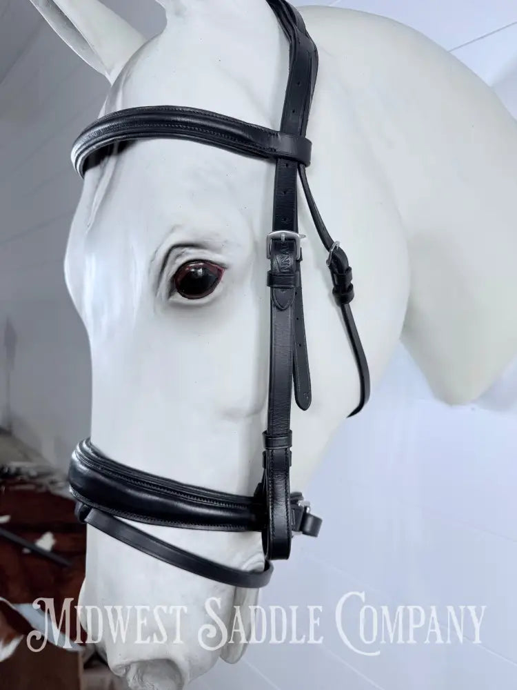 Pinnacle Comfort Plus Padded Black Dressage Bridle with Flash Cob Size - Bridles & Headstalls