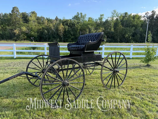 Rare John Deere Reliance Company Horse Buggy with Team Pole Black & Yellow Carriage