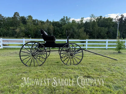 Rare John Deere Reliance Company Horse Buggy with Team Pole Black & Yellow Carriage
