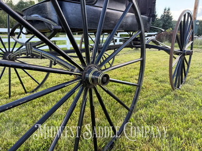 Rare John Deere Reliance Company Horse Buggy with Team Pole Black & Yellow Carriage