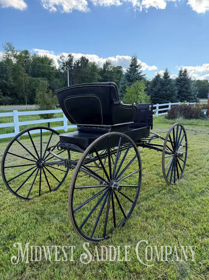Rare John Deere Reliance Company Horse Buggy with Team Pole Black & Yellow Carriage
