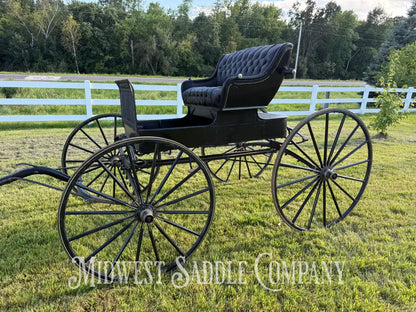 Rare John Deere Reliance Company Horse Buggy with Team Pole Black & Yellow Carriage