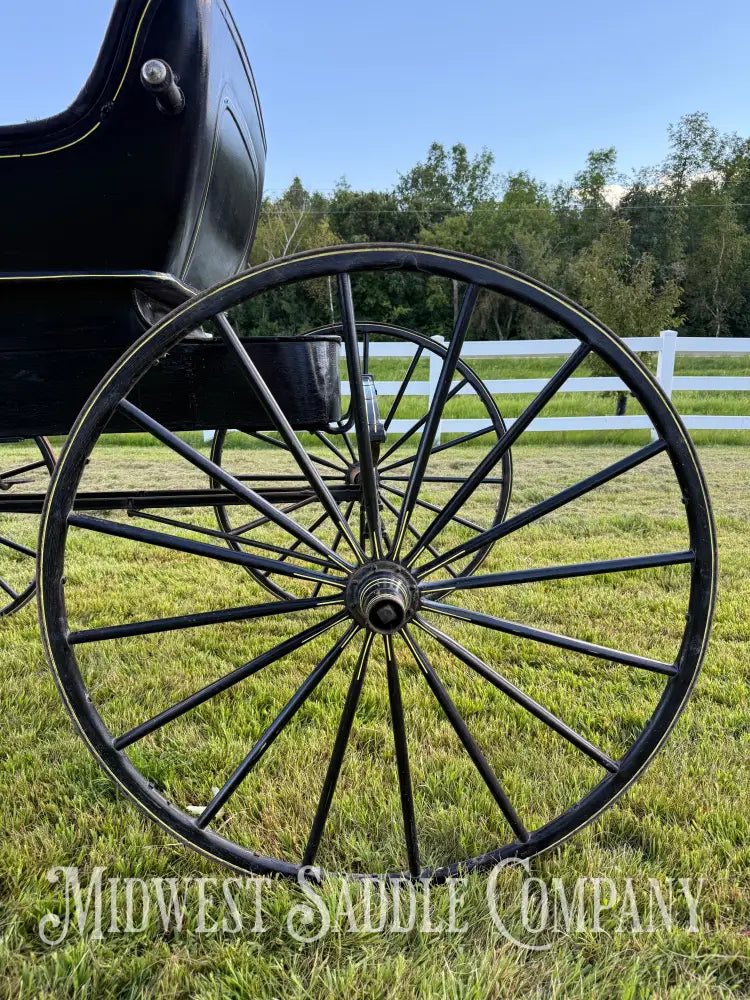 Rare John Deere Reliance Company Horse Buggy with Team Pole Black & Yellow Carriage