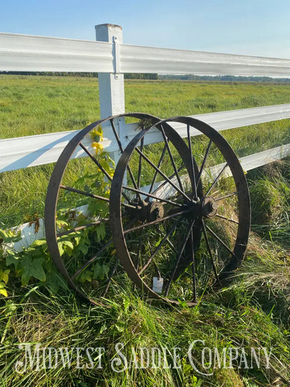 Set Of 2 Antique Steel Wagon / Implement Wheels 39” Wheel