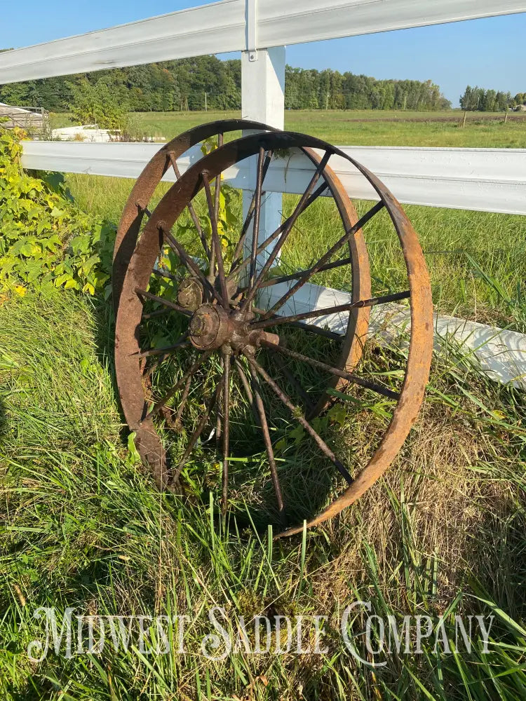 Set Of 2 Antique Steel Wagon / Implement Wheels 39” Wheel