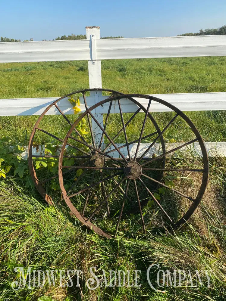 Set Of 2 Antique Steel Wagon / Implement Wheels 39” Wheel