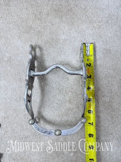 Stainless Steel Western Pony Shank Show Bit Engraved Silver Conchos Medium Port 3.75”