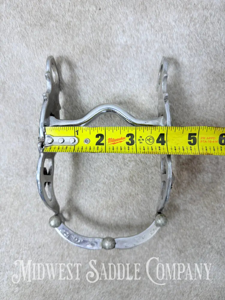 Stainless Steel Western Pony Shank Show Bit Engraved Silver Conchos Medium Port 3.75”