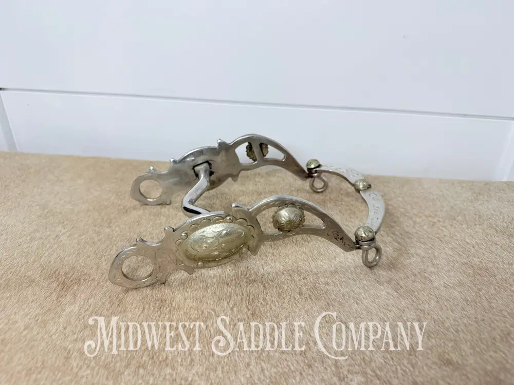 Stainless Steel Western Pony Shank Show Bit Engraved Silver Conchos Medium Port 3.75”