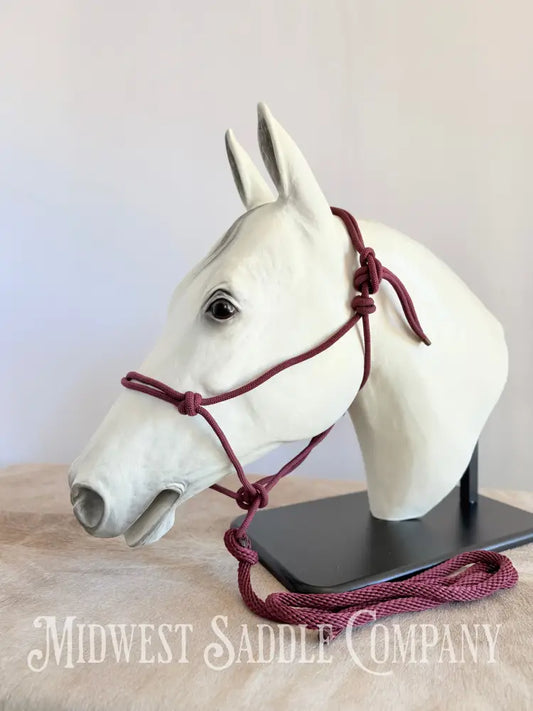 Soft Maroon Daily Rope Halter - Horse Size Halter