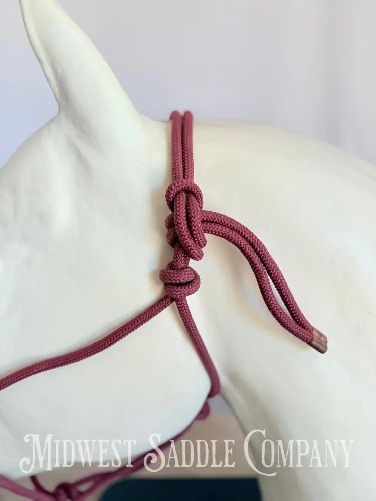 Soft Maroon Daily Rope Halter - Horse Size Halter