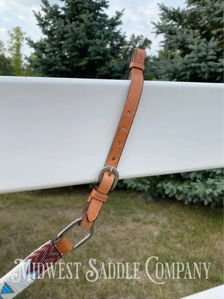 Southwestern Beaded Headstall & Breast Collar Horse Tack Set - Blue Maroon White